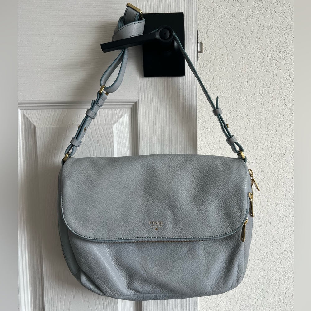 Fossil Blue Leather Shoulder Bag